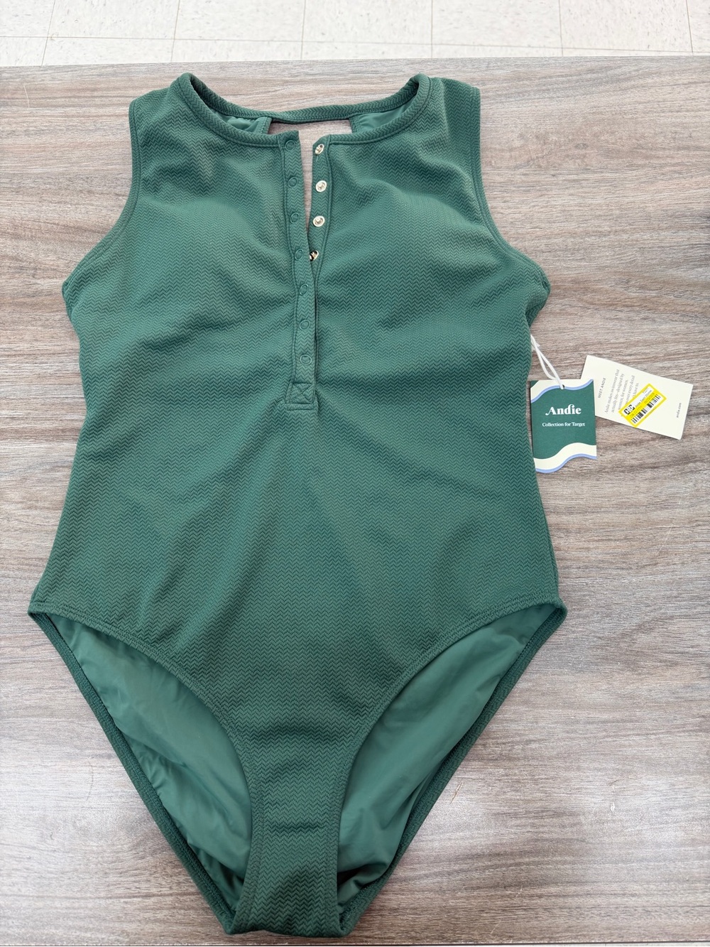 Andie Swim Women's Salvador Chevron One Piece Swimsuit - Posy Green L